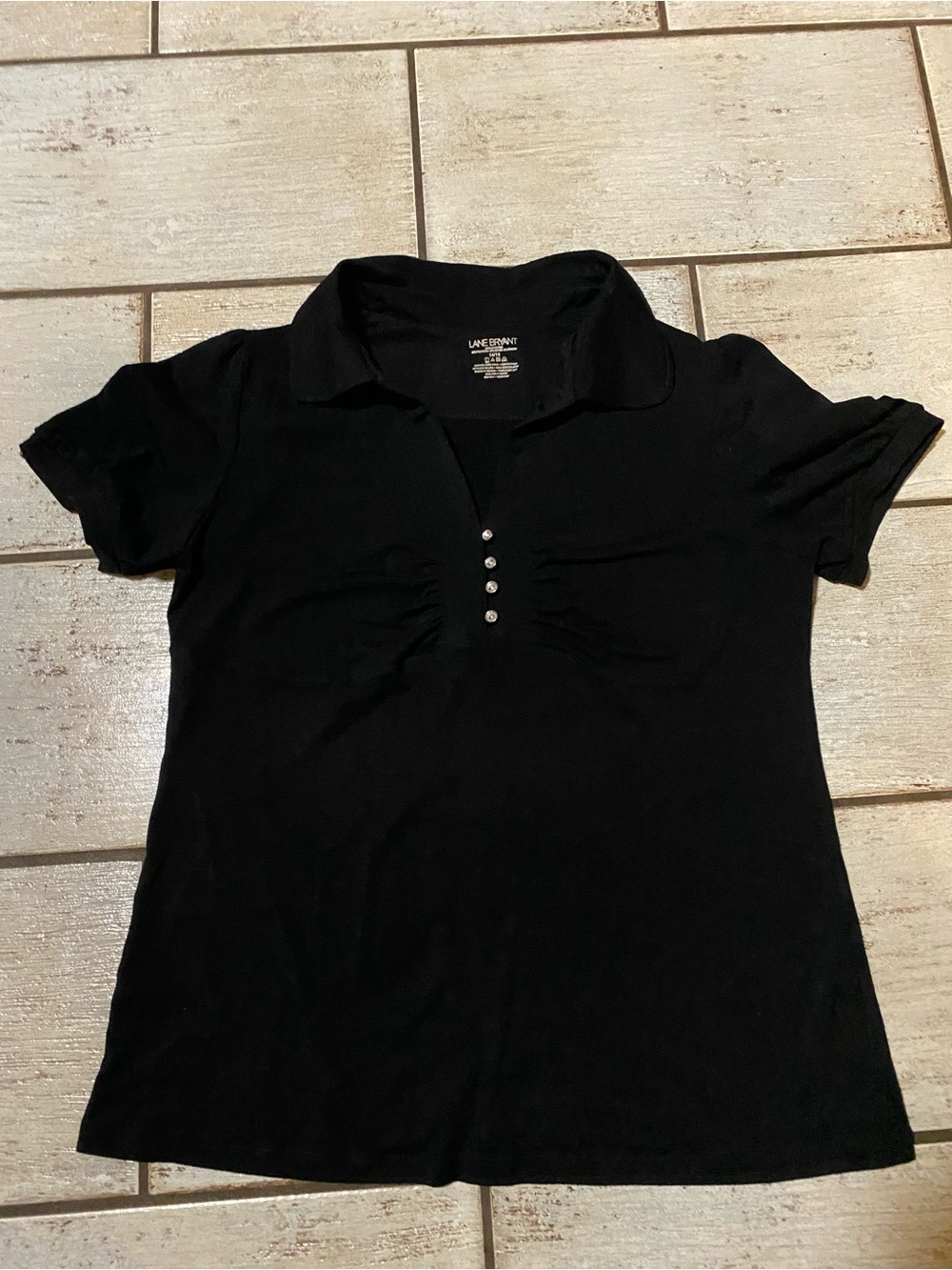 Lane Bryant Black Short Sleeve Top with Sequined Buttons Size 14/16
